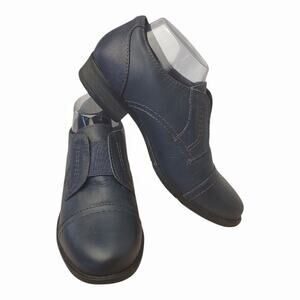 Earth Origins Navy Leather Slip On Shoes Size 7.5M Work Oxford Loafer Preppy